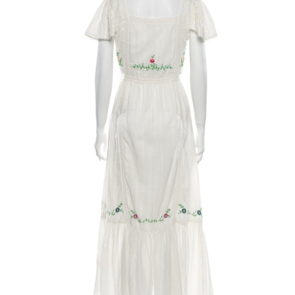 LoveShackFancy White Maxi Dress with Floral Embroidery - Picture 3 of 6